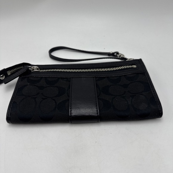 Coach Signature Accordion Zip Wallet Wristlet Black - Picture 6 of 9